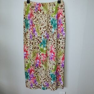 Pleat Pleat By Rafael Y2K Maxi Skirt Floral Leopard Print Streetwear Size Medium